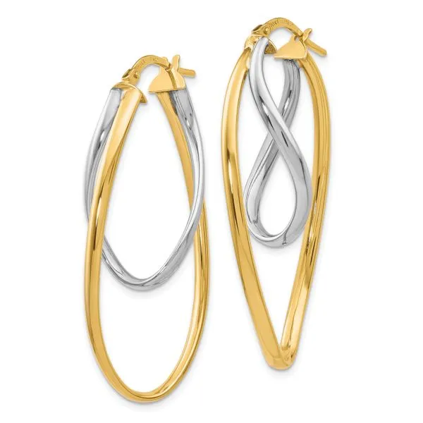 Leslie's 10K Two-Tone Polished Hoop Earrings Image 2 Mitchell's Jewelry Norman, OK