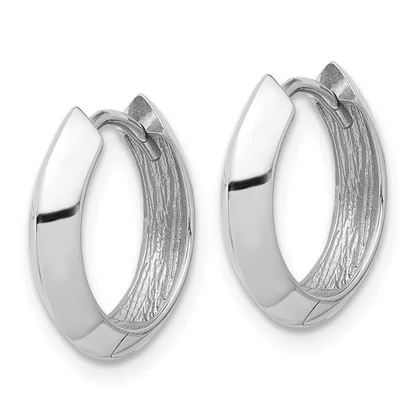 Leslie's 10K White Gold Polished Hinged Huggie Earrings Image 2 Mitchell's Jewelry Norman, OK