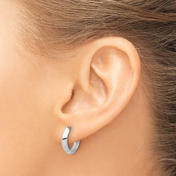 Leslie's 10K White Gold Polished Hinged Huggie Earrings Image 3 Mitchell's Jewelry Norman, OK