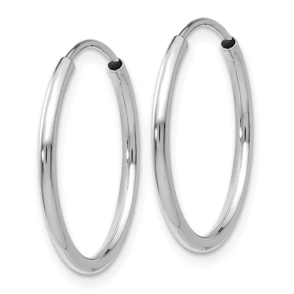 Leslie's 10k White Gold 1.5mm Polished Endless Hoop Earrings Image 2 J. Garett Jewelers Wilmington, NC