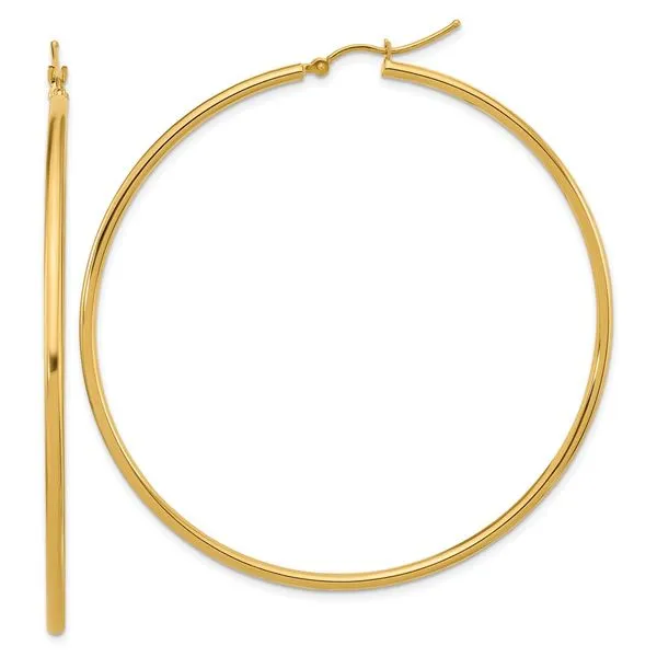 Leslie's 10k Polished 2x60mm Lightweight Tube Hoop Earrings Fairfield Center Jewelers Fairfield, CT