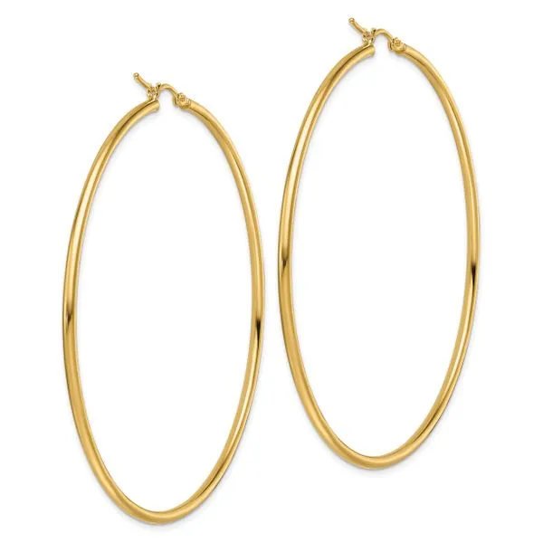 Leslie's 10k Polished 2x65mm Lightweight Tube Hoop Earrings Image 4 Fairfield Center Jewelers Fairfield, CT