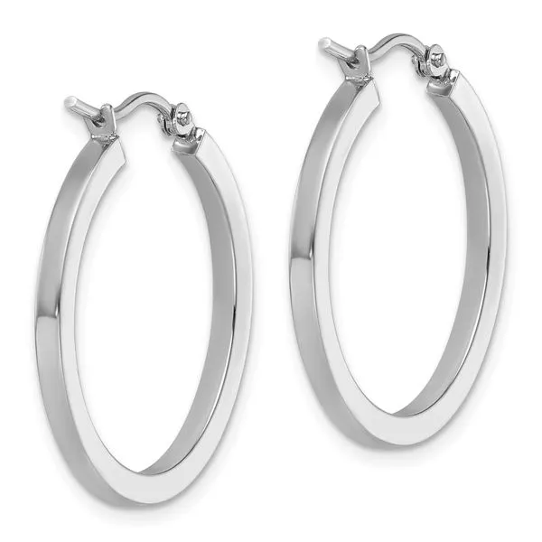 Leslie's 10k White Gold 2mm Square Tube Hoops Image 4 Mitchell's Jewelry Norman, OK