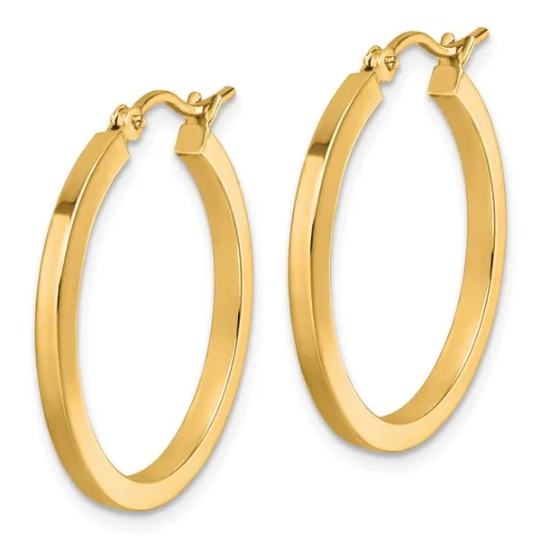Leslie's 10k 2mm Square Tube Hoop Earrings Image 2 Spencer's Jewelers Athens, GA