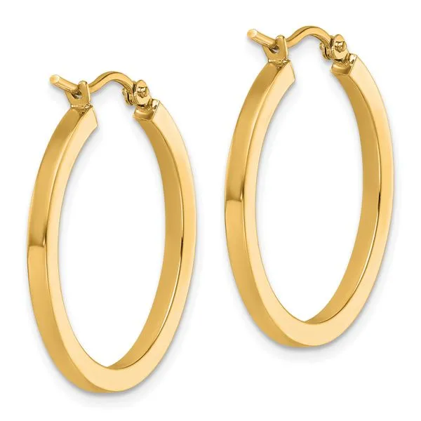 Leslie's 10k 2mm Square Tube Hoop Earrings Image 4 Spencer's Jewelers Athens, GA