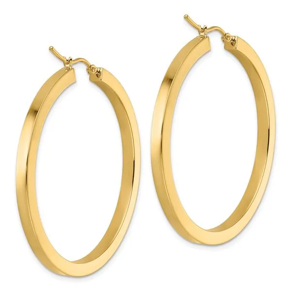 Leslie's 10k 3mm Polished Square Hoop Earrings Image 4 Mitchell's Jewelry Norman, OK