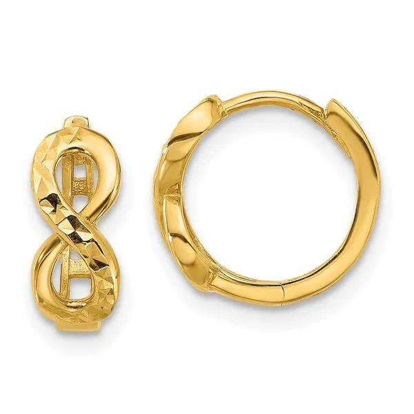 Leslie's 10K Polished and Diamond-cut Infinity Huggie Hoop Earrings Trenton Jewelers Ltd. Trenton, MI