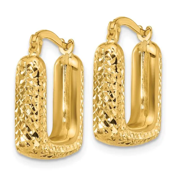 Leslie's 10K Polished and Diamond-cut Square Hoop Earrings Image 2 Diny's Jewelers Middleton, WI