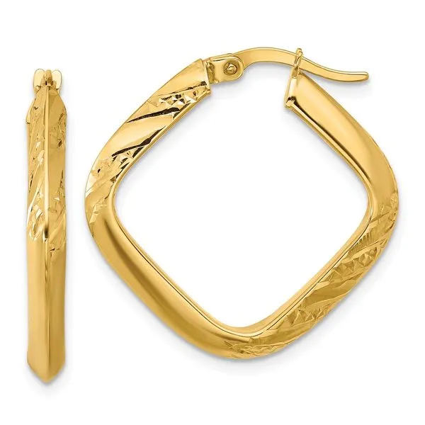 Leslie's 10K Polished and Diamond-cut Square Hoop Earrings Jewelry Design Studio Jensen Beach, FL