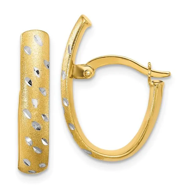 Leslie's 10K w/Rhodium Polished/Satin/Diamond-cut Fancy Hoop Earrings Jerald Jewelers Latrobe, PA