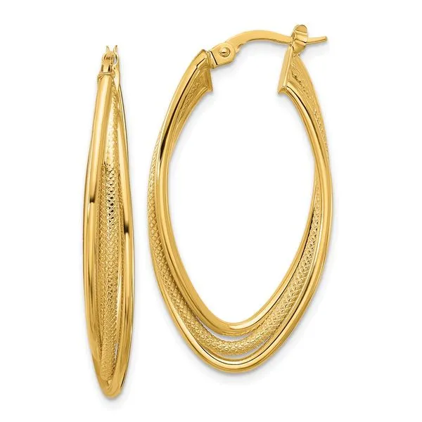 Leslie's 10k Polished and Textured Triple Oval Twist Hoop Earrings Tidwells of Greenwood Greenwood, SC