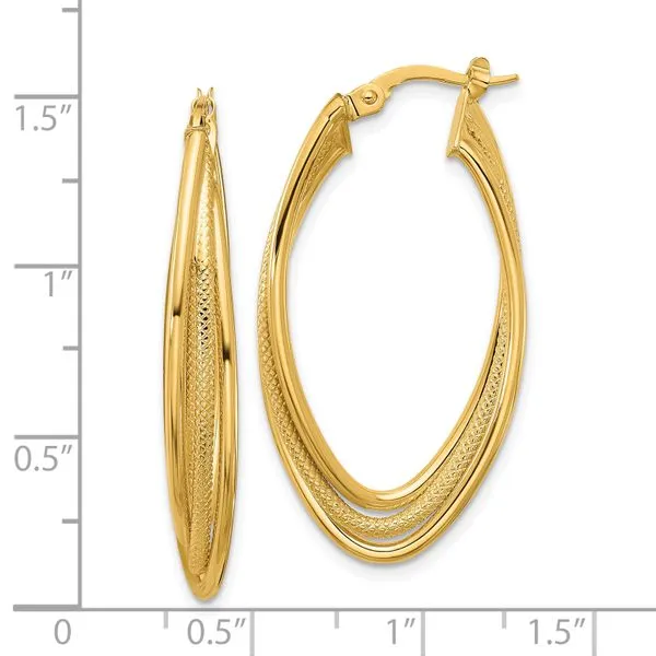 Leslie's 10k Polished and Textured Triple Oval Twist Hoop Earrings Image 3 Tidwells of Greenwood Greenwood, SC