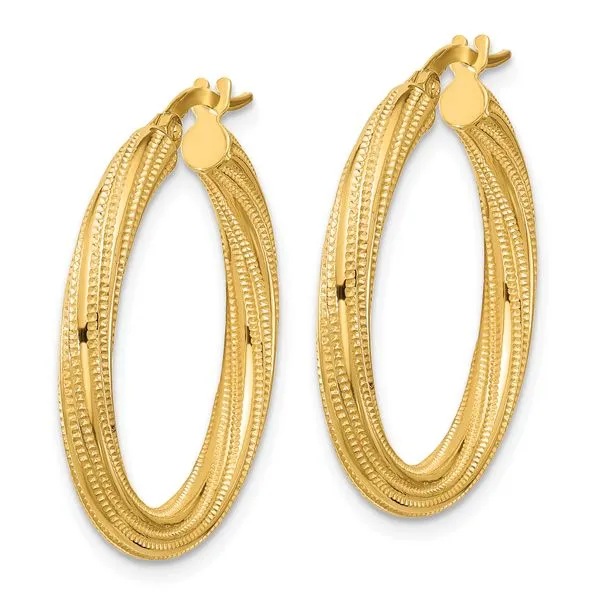 Leslie's 10k Polished and Textured Twisted Tube Hoop Earrings Image 2 Michael's Jewelry North Wilkesboro, NC