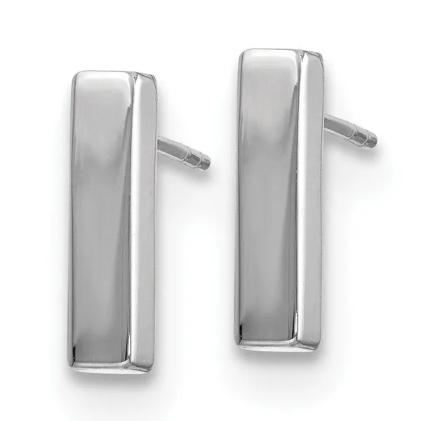 Leslie's 10K White Gold Polished Post Earrings Image 2 Jerald Jewelers Latrobe, PA