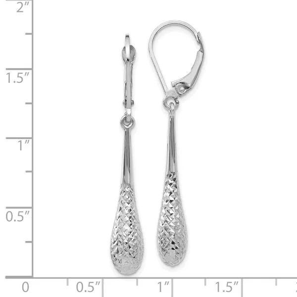 Leslie's 10K White Gold Polished and D/C Leverback Earrings Image 3 Spath Jewelers Bartow, FL