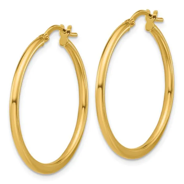 Leslie's 10K Polished Round Hoop Earrings Image 2 Diny's Jewelers Middleton, WI