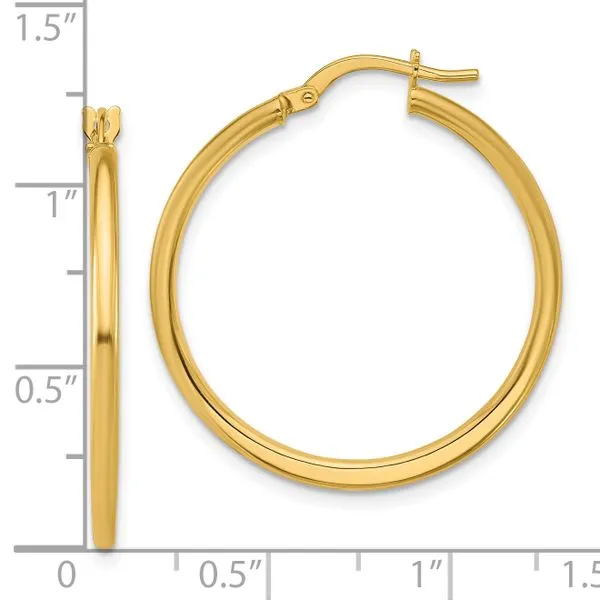 Leslie's 10K Polished Round Hoop Earrings Image 4 Thomas A. Davis Jewelers Holland, MI