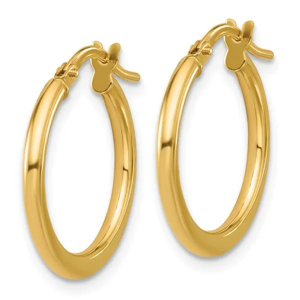 Leslie's 10K Polished Round Hoop Earrings Image 2 Mitchell's Jewelry Norman, OK