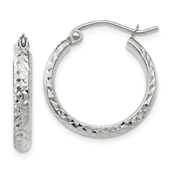 Leslie's 10k White Gold D/C 2.8x18mm Hollow Hoop Earrings John E. Koller Jewelry Designs owasso, OK