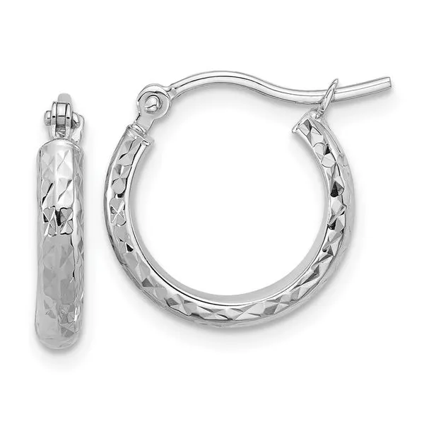 Leslie's 10k White Gold D/C 2.8x15mm Hollow Hoop Earrings J. Garett Jewelers Wilmington, NC