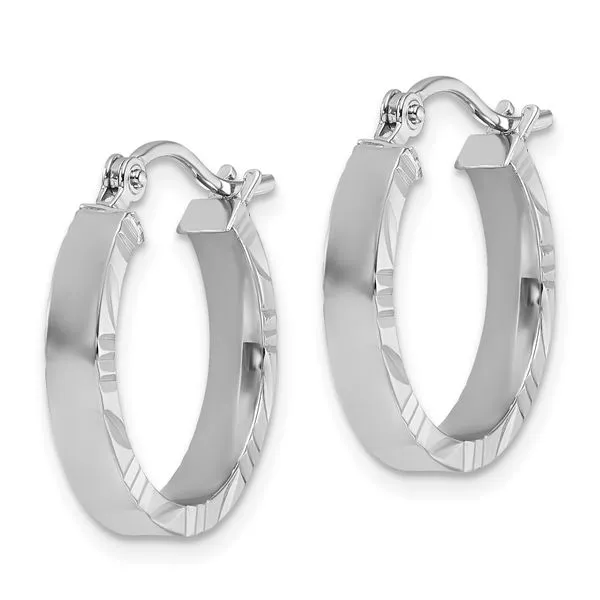 Leslie's 10k White Gold Small 3mm D/C Edge Polished Hoop Earrings Image 2 Spath Jewelers Bartow, FL