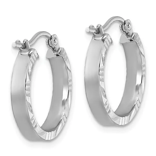 Leslie's 10k White Gold Small 3mm D/C Edge Polished Hoop Earrings Image 3 Spath Jewelers Bartow, FL