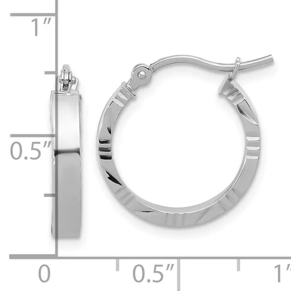 Leslie's 10k White Gold Small 3mm D/C Edge Polished Hoop Earrings Image 4 Spath Jewelers Bartow, FL