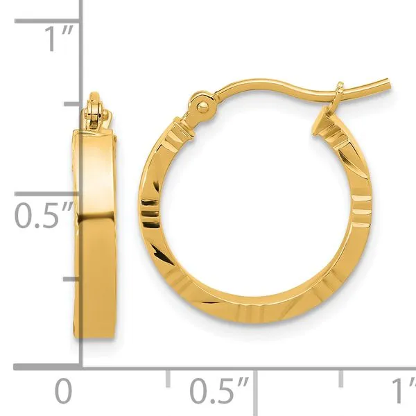 Leslie's 10k Small 3mm D/C Edge Polished Hoop Earrings Image 4 Diny's Jewelers Middleton, WI