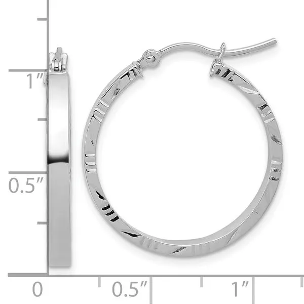 Leslie's 10k White Gold D/C Edge Medium 3mm Polish Hoop Earrings Image 4 Trenton Jewelers Ltd. Trenton, MI