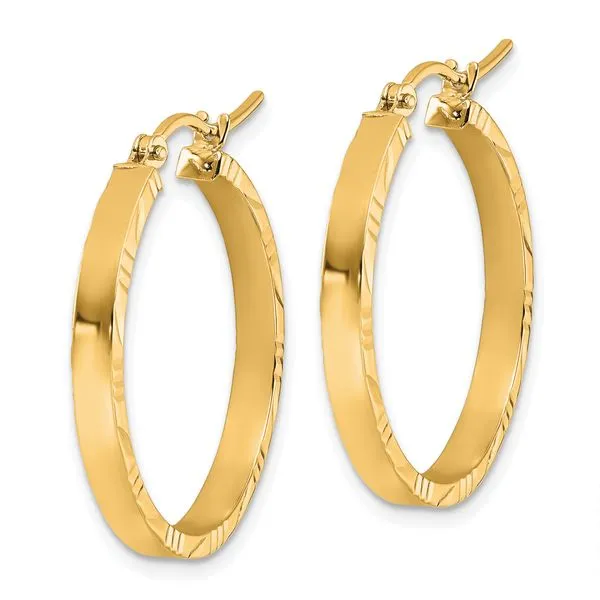 Leslie's 10k D/C Edge Medium 3mm Polished Hoop Earrings Image 2 Jimmy Smith Jewelers Decatur, AL