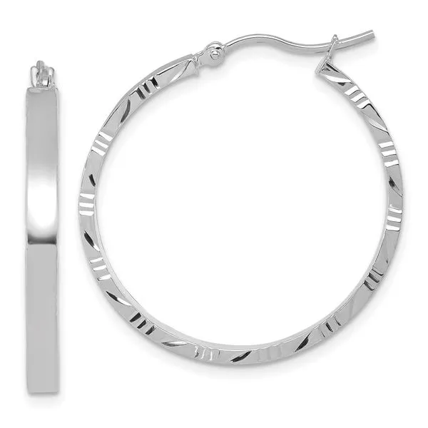 Leslie's 10k White Gold D/C Edge Large 3mm Polished Hoop Earrings Ask Design Jewelers Olean, NY