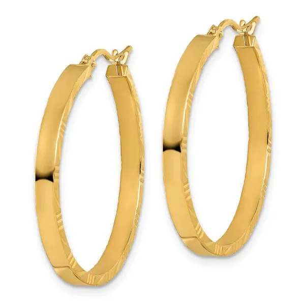 Leslie's 10k D/C Edge Large 3mm Polished Hoop Earrings Image 2 Diny's Jewelers Middleton, WI