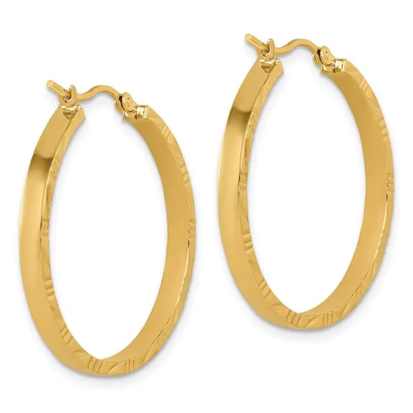 Leslie's 10k D/C Edge Large 3mm Polished Hoop Earrings Image 3 Diny's Jewelers Middleton, WI