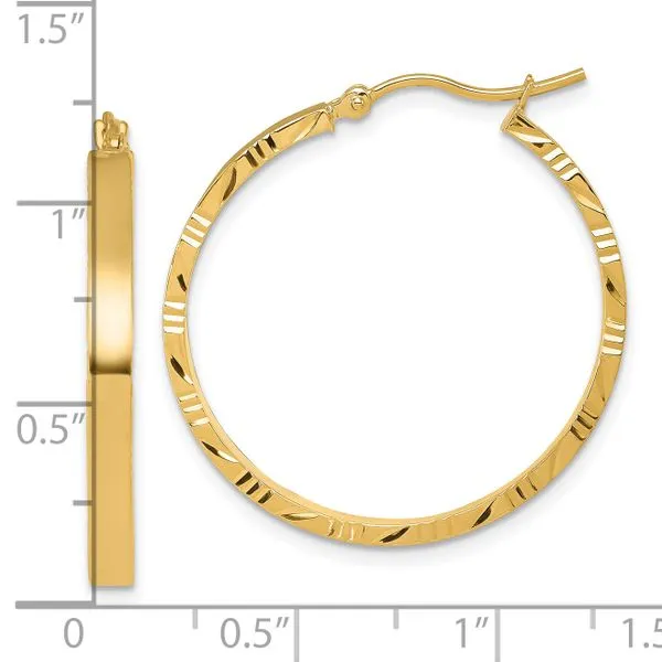 Leslie's 10k D/C Edge Large 3mm Polished Hoop Earrings Image 4 Mitchell's Jewelry Norman, OK