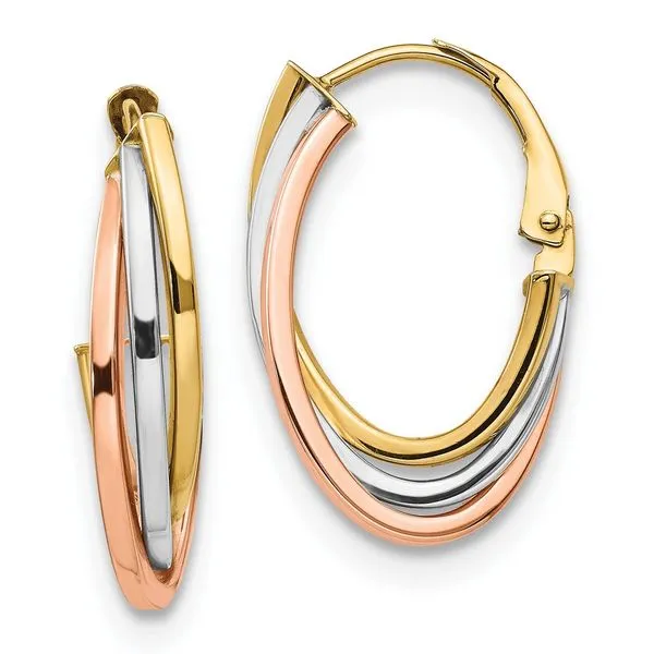 Leslie's 10K Tri-color Polished Hoop Earrings Spath Jewelers Bartow, FL