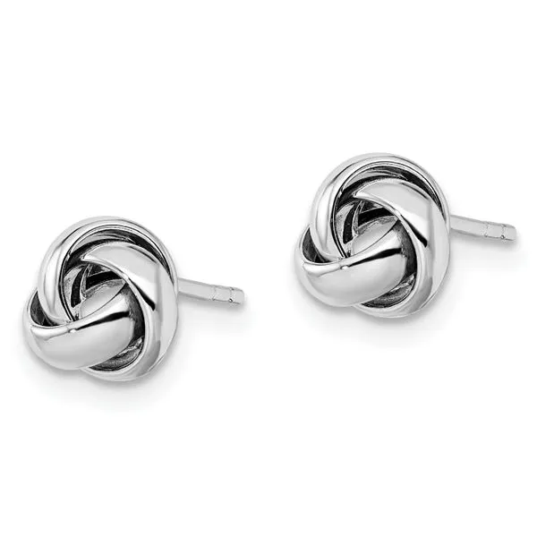 Leslie's 10K White Gold Polished Post Earrings Image 2 Jim's Jewelers Tyler, TX