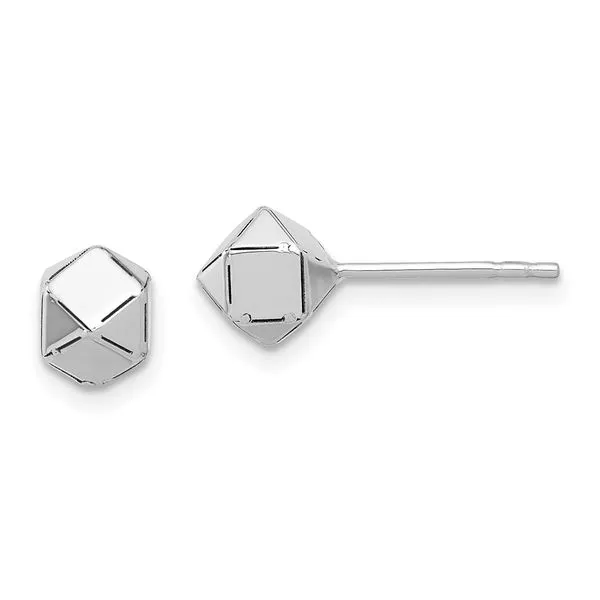Leslie's 10K White Gold Polished Geometric Ball Post Earrings Alexander Fine Jewelers Fort Gratiot, MI