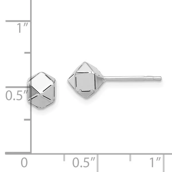 Leslie's 10K White Gold Polished Geometric Ball Post Earrings Image 3 Leslie E. Sandler Fine Jewelry and Gemstones rockville , MD