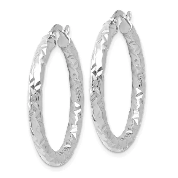 Leslie's 10K ForeverLite White Gold Polished and Textured Earrings Image 2 J. West Jewelers Round Rock, TX