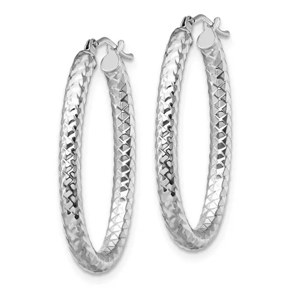 Leslie's 10K ForeverLite White Gold Polished and Textured Earrings Image 2 Trenton Jewelers Ltd. Trenton, MI