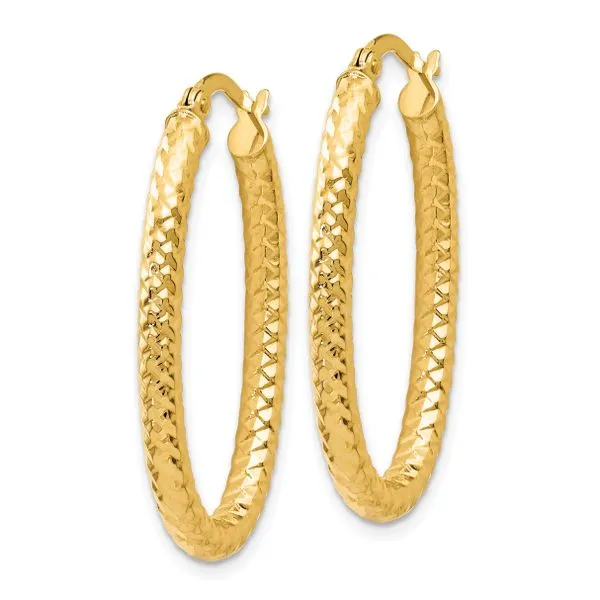 Leslie's 10K ForeverLite Polished and Textured Oval Hoop Earrings Image 2 Gaines Jewelry FLINT, MI
