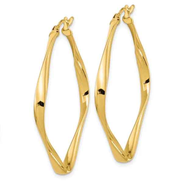 Leslie's 10K Polished Twisted Square Hoop Earrings Image 2 Barnett Jewelers Jacksonville, FL