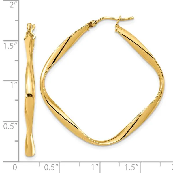 Leslie's 10K Polished Twisted Square Hoop Earrings Image 3 Barnett Jewelers Jacksonville, FL
