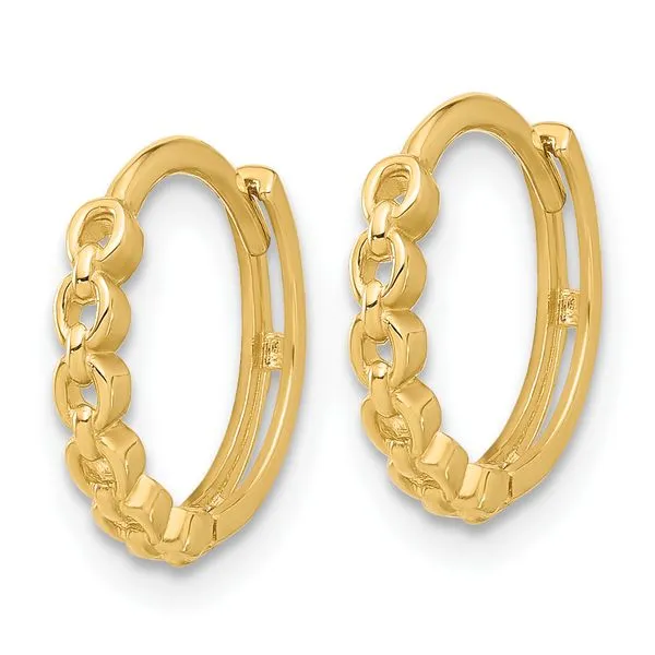 Leslie's 10K Polished Round Link Pattern Huggie Hoop Earrings Image 2 Valentine's Fine Jewelry Dallas, PA