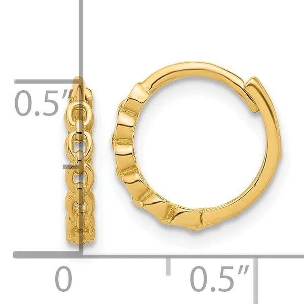 Leslie's 10K Polished Round Link Pattern Huggie Hoop Earrings Image 3 Jerald Jewelers Latrobe, PA