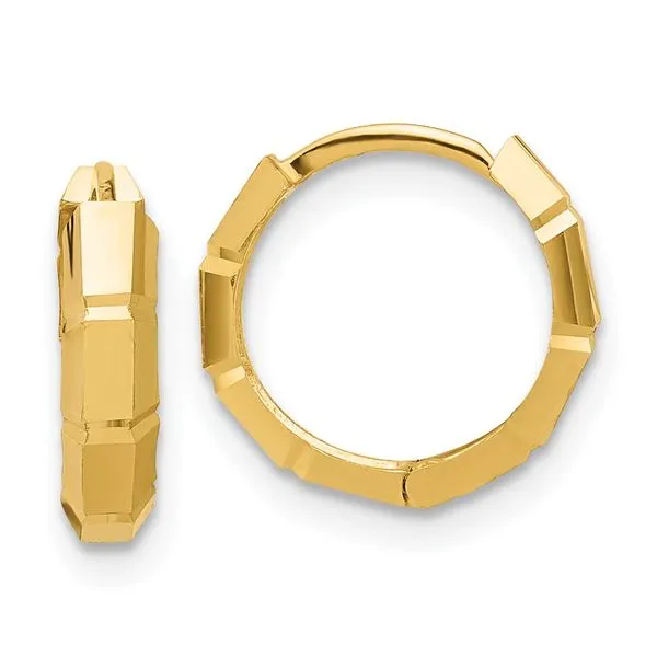 Leslie's 10K Polished and Diamond-cut Huggie Hoop Earrings Trenton Jewelers Ltd. Trenton, MI