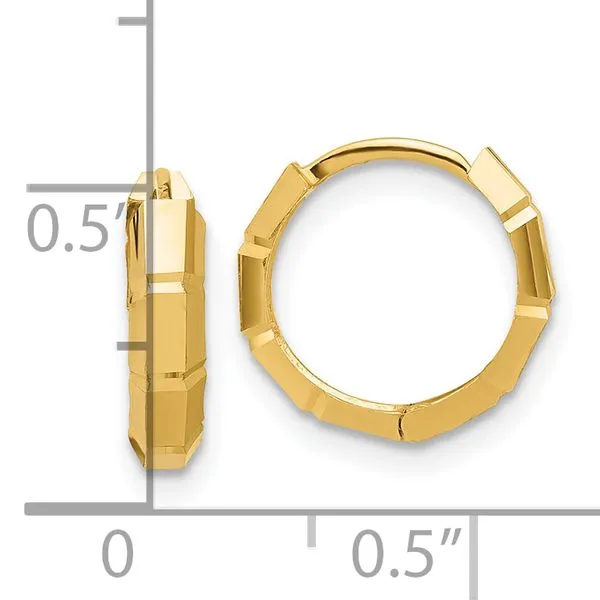 Leslie's 10K Polished and Diamond-cut Huggie Hoop Earrings Image 3 Trenton Jewelers Ltd. Trenton, MI