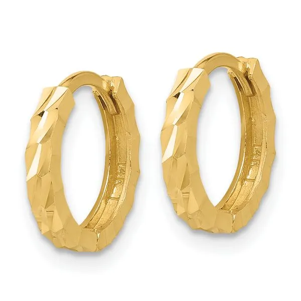 Leslie's 10K Polished and Diamond-cut Huggie Hoop Earrings Image 2 Gaines Jewelry FLINT, MI