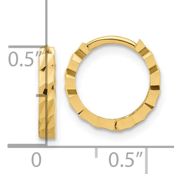 Leslie's 10K Polished and Diamond-cut Huggie Hoop Earrings Image 3 Gaines Jewelry FLINT, MI