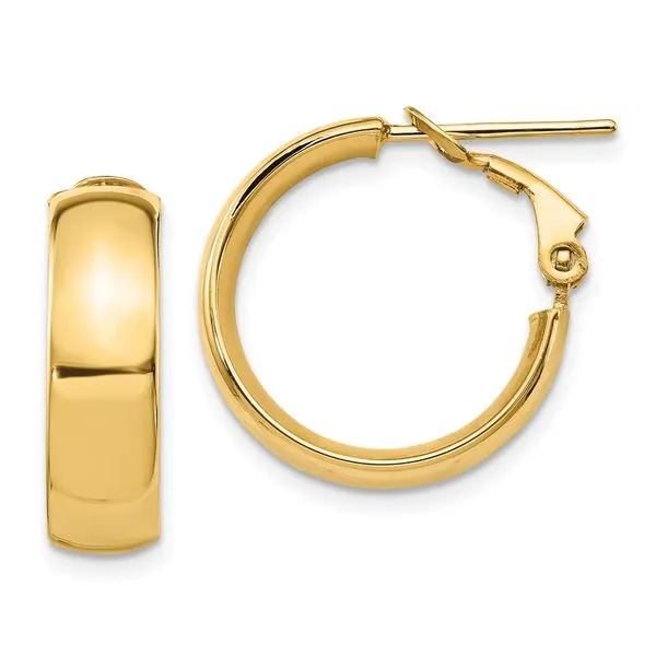 Leslie's 10K Polished Omega Back Hoop Earrings J. West Jewelers Round Rock, TX